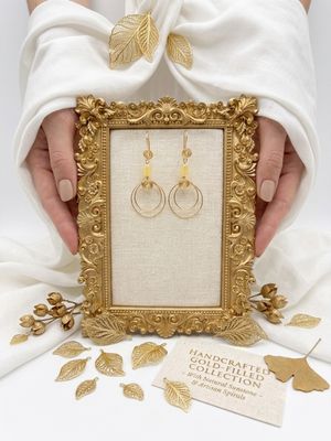 Gilded Willow Yellow Jade Dangles - Artisan Earrings