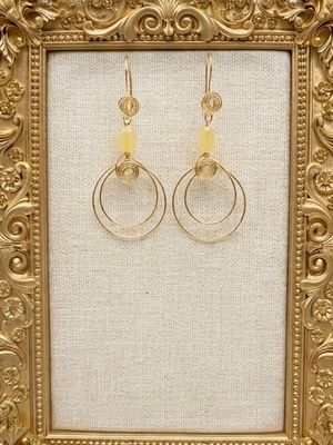 Gilded Willow Yellow Jade Dangles - Artisan Earrings