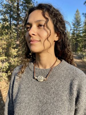 Zebra Jasper &amp; Brass Leather Necklace