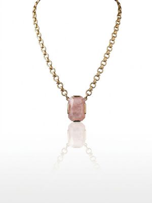 Emerald-Cut Rose Quartz Statement Necklace