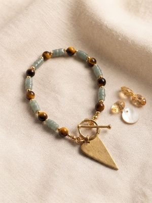Heart of Gold &amp; Stone - Jade and Tiger Bracelet