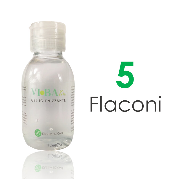 5 Flaconi VIBAKILL Igienizzante Mani 100ml - Con Aloe, Oli essenziali di Bergamotto e Limone 5 Flaconi VIBAKILL Igienizzante Mani 100ml - Con Aloe, Oli essenziali di Bergamotto e Limone