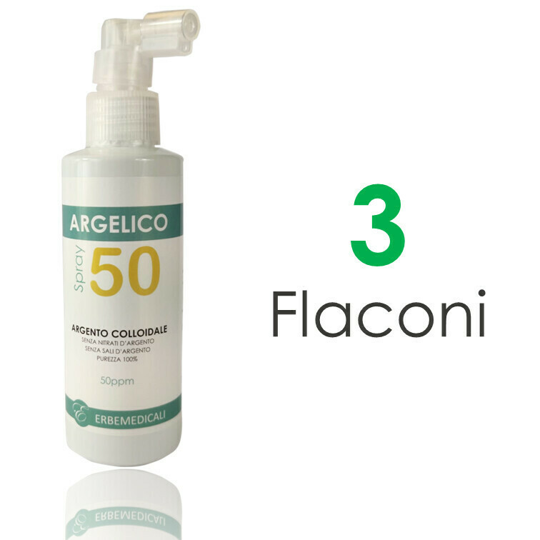 3 Flaconi ARGELICO® - Argento Colloidale Purissimo 50 PPM - 150ml 3 Flaconi ARGELICO® - Argento Colloidale Purissimo 50 PPM - 150ml