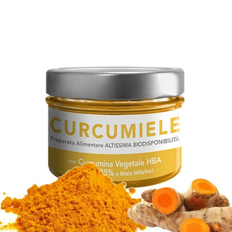 CURCUMIELE Grande 230g - Preparato a Base Di Curcumina HBA (Titolo 95%) e Miele Millefiori di Collina CURCUMIELE Grande 230g - Preparato a Base Di Curcumina HBA (Titolo 95%) e Miele Millefiori di Collina