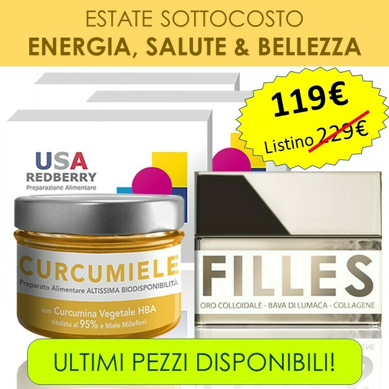PROMO ENERGIA, SALUTE E BELLEZZA: 3 Redberry + 1 Curcumiele 110g + 1 Crema Filles PROMO ENERGIA, SALUTE E BELLEZZA: 3 Redberry + 1 Curcumiele 110g + 1 Crema Filles