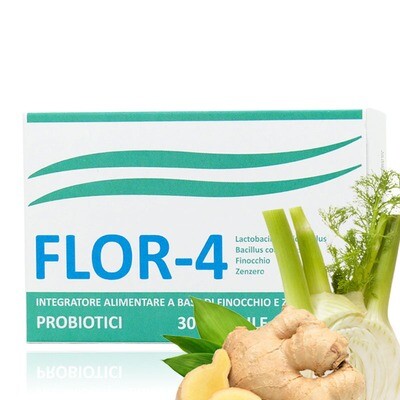 FLOR4 Probiotici - 30 Capsule - Regolarizza Intestino e Potenzia Sistema Immunitario FLOR4 Probiotici - 30 Capsule - Regolarizza Intestino e Potenzia Sistema Immunitario