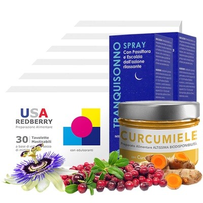 KIT FERMATEMPO + TRANQUISONNO MAXI: 6 Usa Redberry + 1 Curcumiele 230g + 2 Tranquisonno KIT FERMATEMPO + TRANQUISONNO MAXI: 6 Usa Redberry + 1 Curcumiele 230g + 2 Tranquisonno