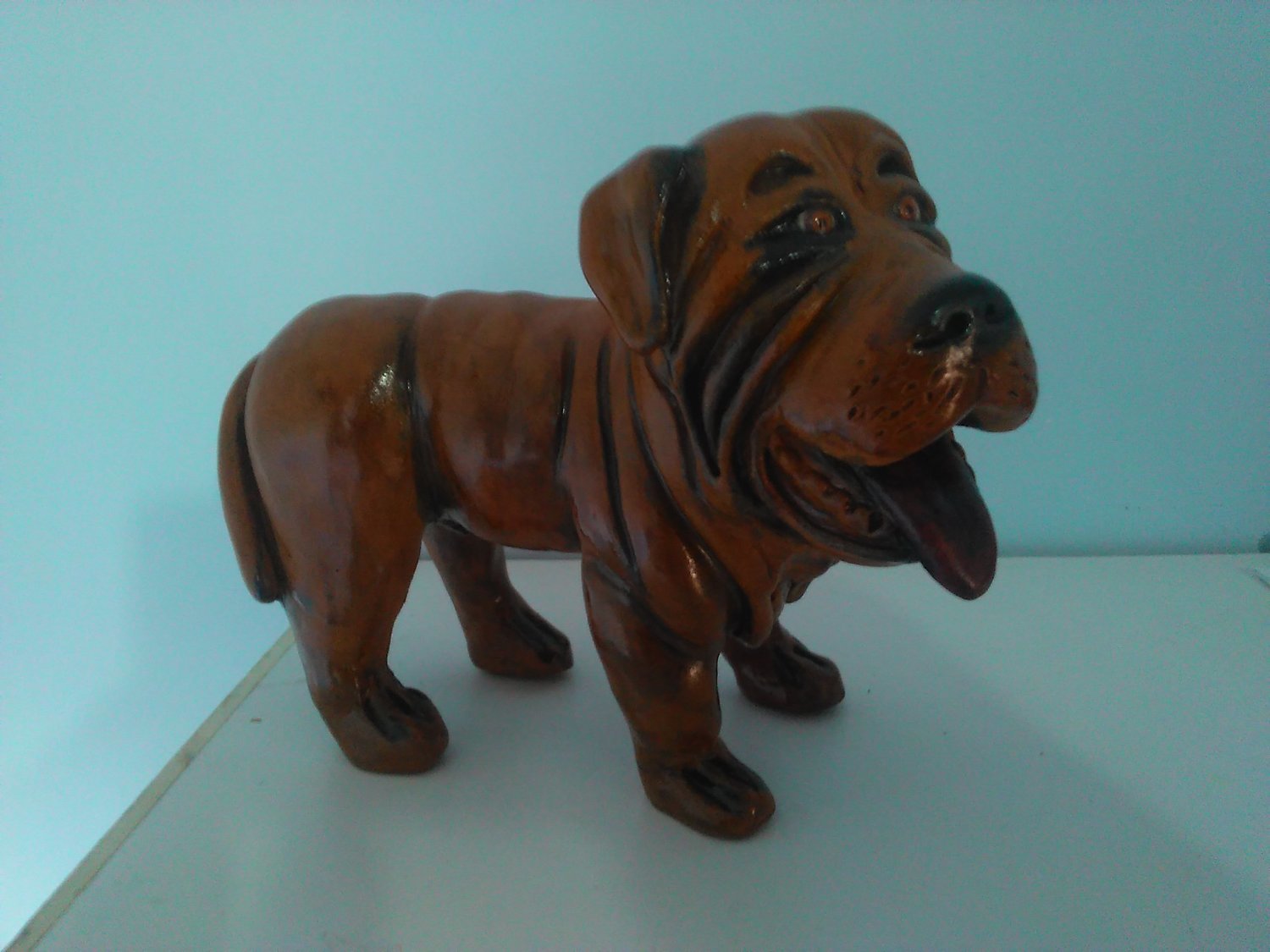 Cane mastino napoletano rosso terracotta artistica tutto fatto a mano dipinto a mano