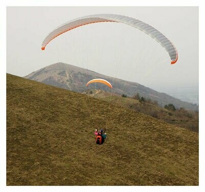 Paragliders above the hills, Malvern