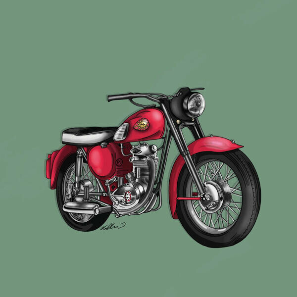 Contemporary Motorcycles - Red bike on green