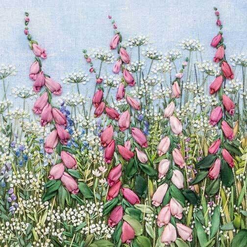Jo Butcher - foxgloves embroidery card