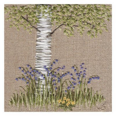 Jo Butcher - bluebells by the silver birch - mini card