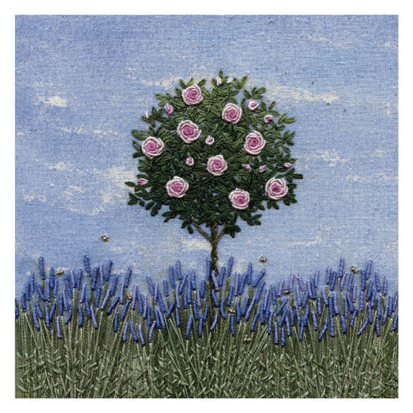 Jo Butcher - rose bush in lavender - mini card