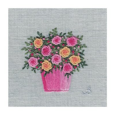 Jo Butcher - roses in a pot - mini card