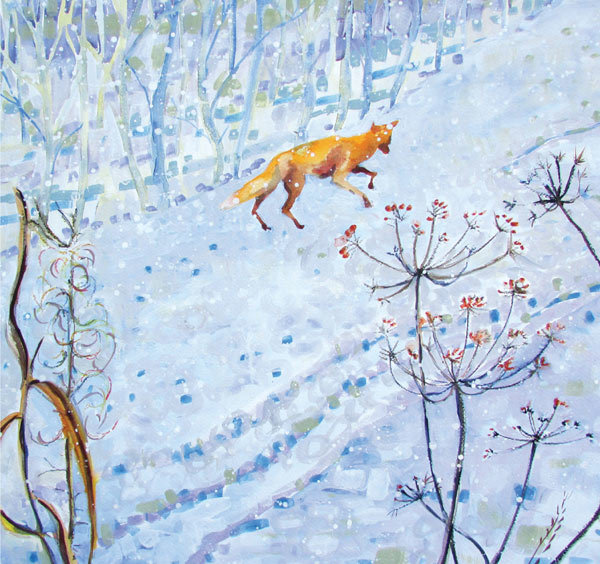 Annabel Langrish - fox in snow - mini card