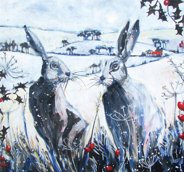 Annabel Langrish - hares in snow