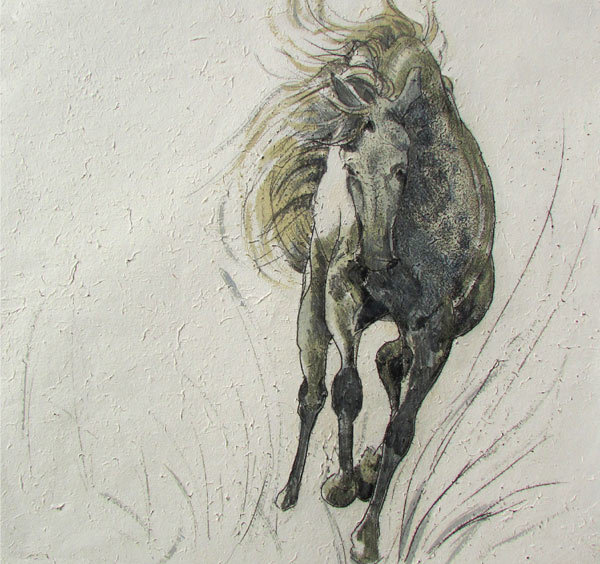 Annabel Langrish - running horse - mini card