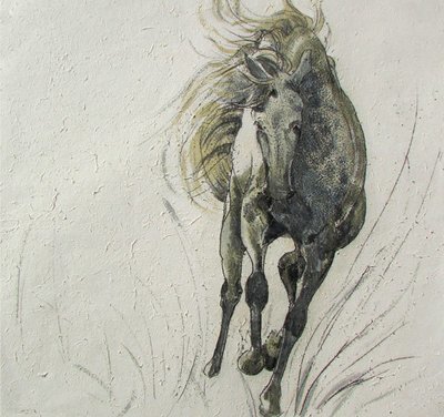 Annabel Langrish - running horse - mini card