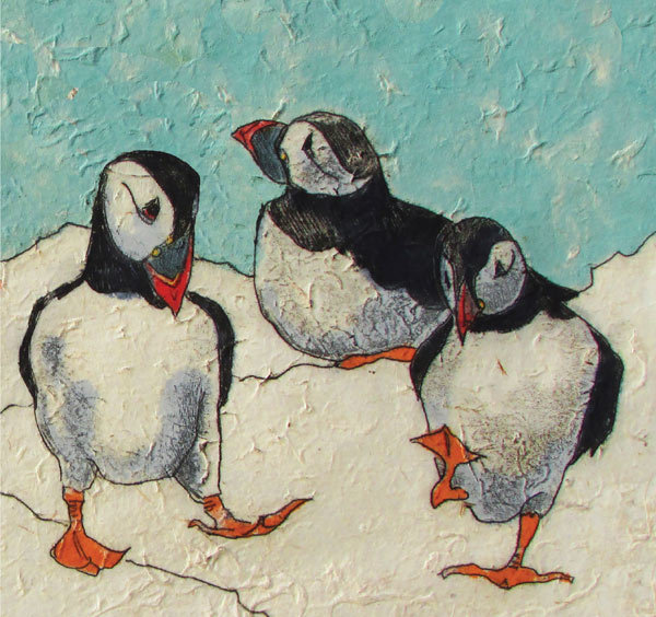 Annabel Langrish - puffins - mini card