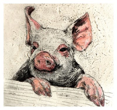 Annabel Langrish - piggy - mini card
