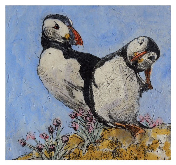 Annabel Langrish - puffins and thrift