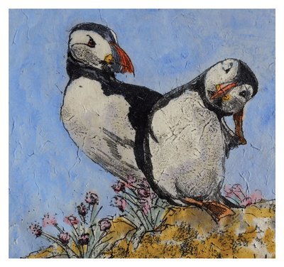 Annabel Langrish - puffins and thrift