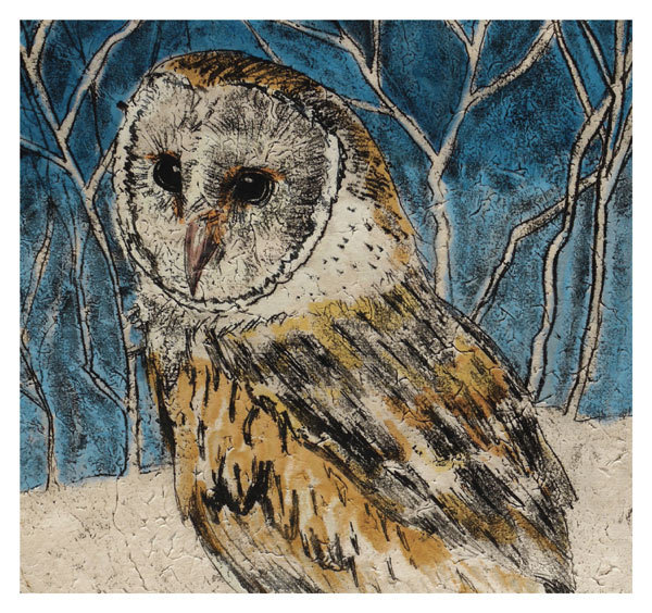 Annabel Langrish - owl in snow - mini card