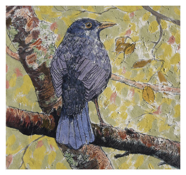 Annabel Langrish - blackbird - mini card