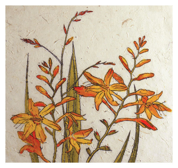 Annabel Langrish - montbretia - mini card