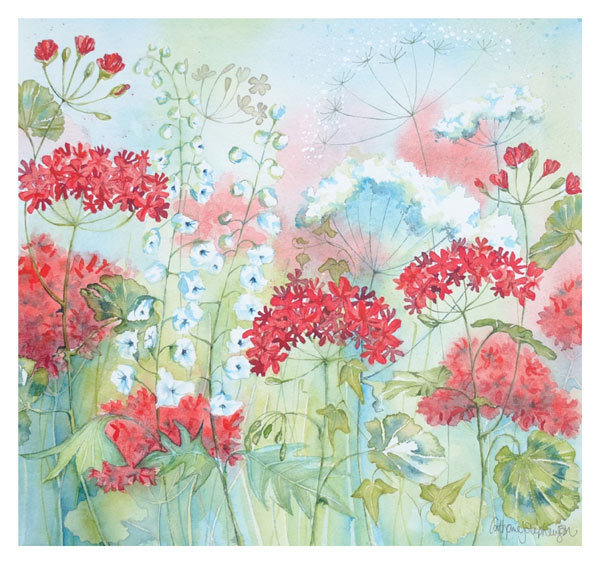 Catherine Stephenson  - Red flowers - mini card