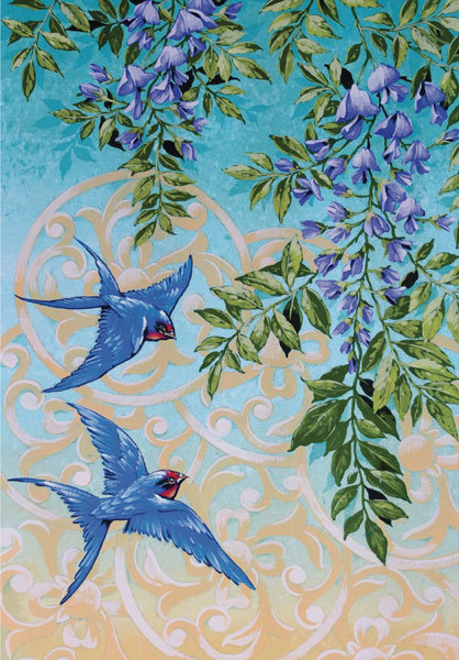 David Wolverson - wisteria and birds