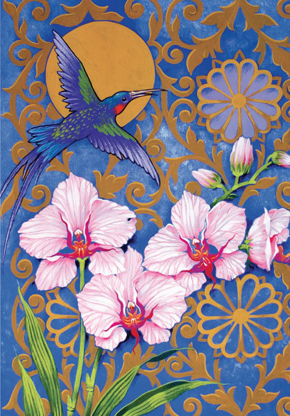 David Wolverson - decorative bird and pink flowers
