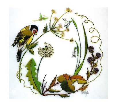 Helen M. Stevens -from an embroidery Goldfinch 4 seasons