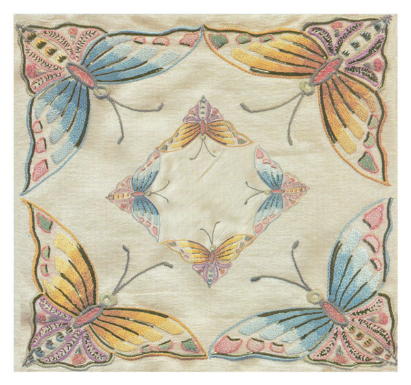 Art Nouveau embroidery butterfly card