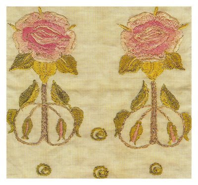 Art Nouveau embroidery pink roses