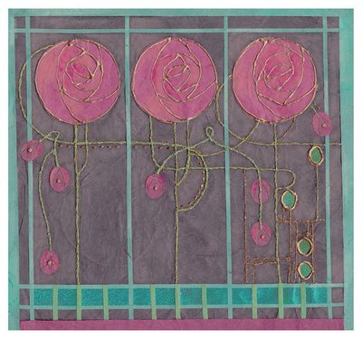 Brigett Hill -Mackintosh style 3 pink roses card