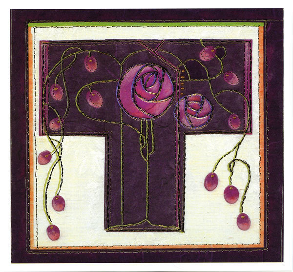 Brigett Hill -Mackintosh style  pink roses - mini card