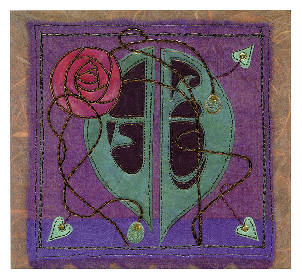 Brigett Hill - Mackintosh style Pink rose and leaves