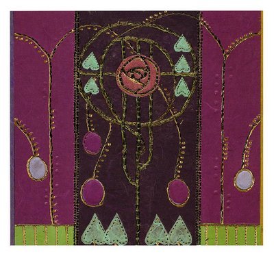 Brigett Hill - Mackintosh style Purple roses and green leaves