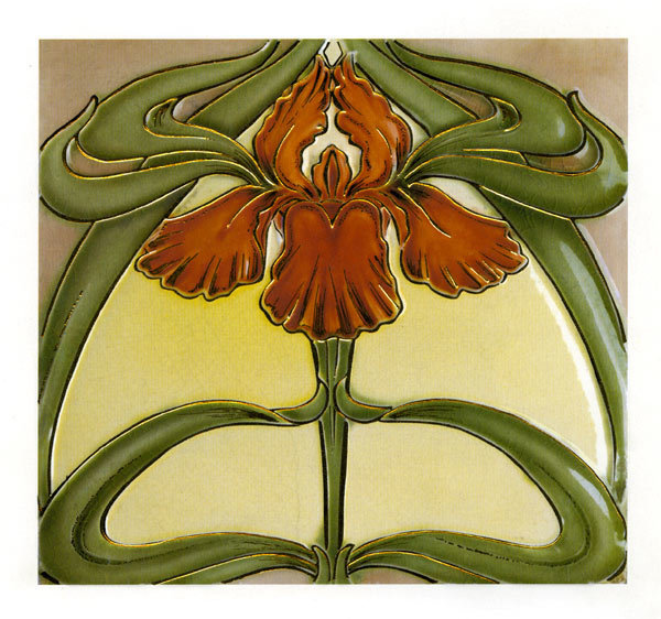 Art Nouveau iris tile card