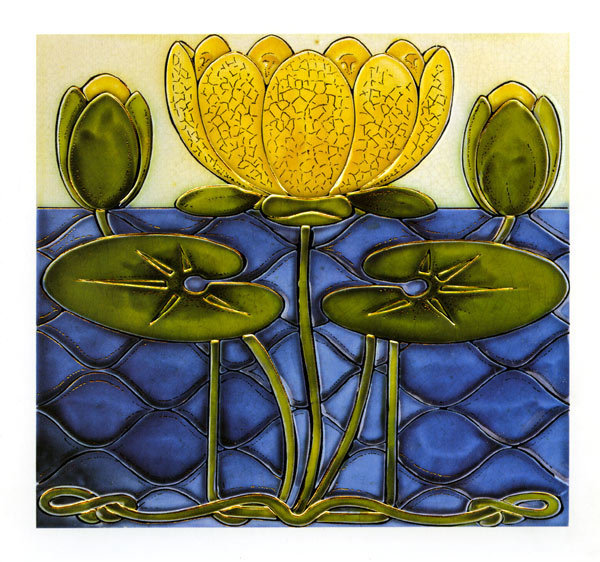 Art Nouveau waterlily tile card