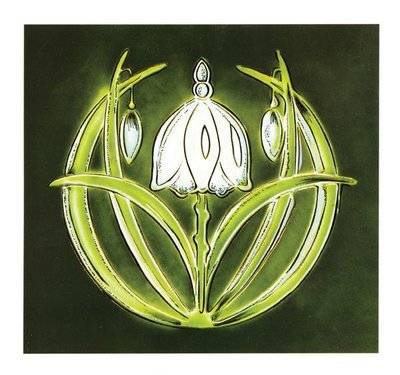 Art Nouveau snowdrop tile card
