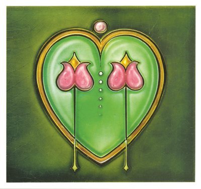 Art Nouveau -tile heart and tulips
