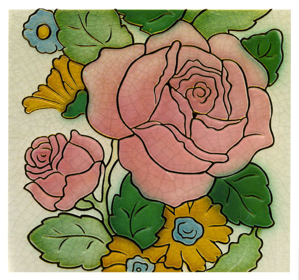 Art Nouveau - tile pink rose