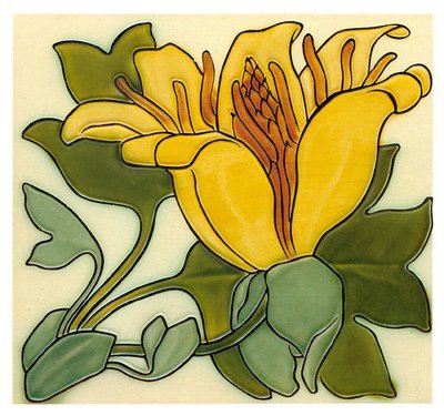 Art Nouveau -tile  yellow magnolia