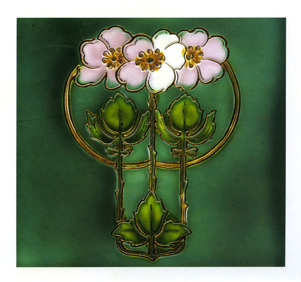 Art Nouveau -tile 3 mauve pansies
