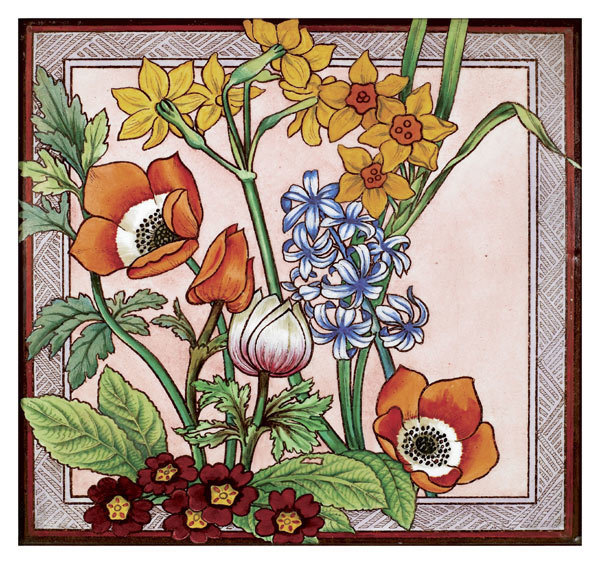 Jackfield tile museum card - Mixed Posy