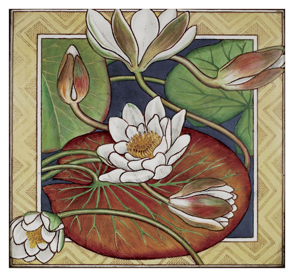 Jackfield tile museum card - Water lillies