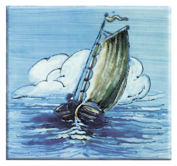 Jackfield tile museum card -  Maw &amp; Co - a sailing boat