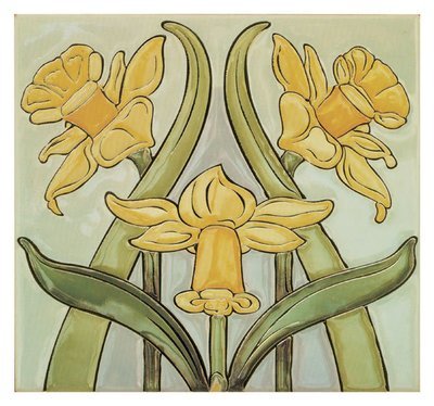 Jackfield tile museum card -  Narcissus